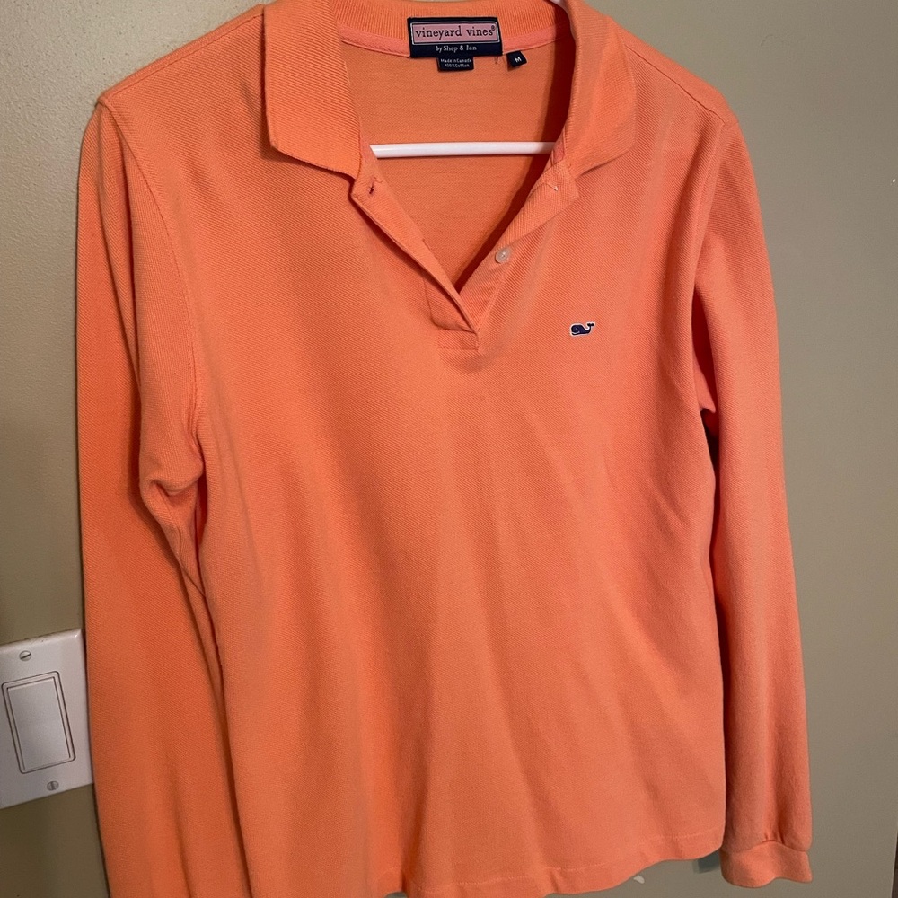 Vineyard Vines Women's Orange Polo Shirt medium